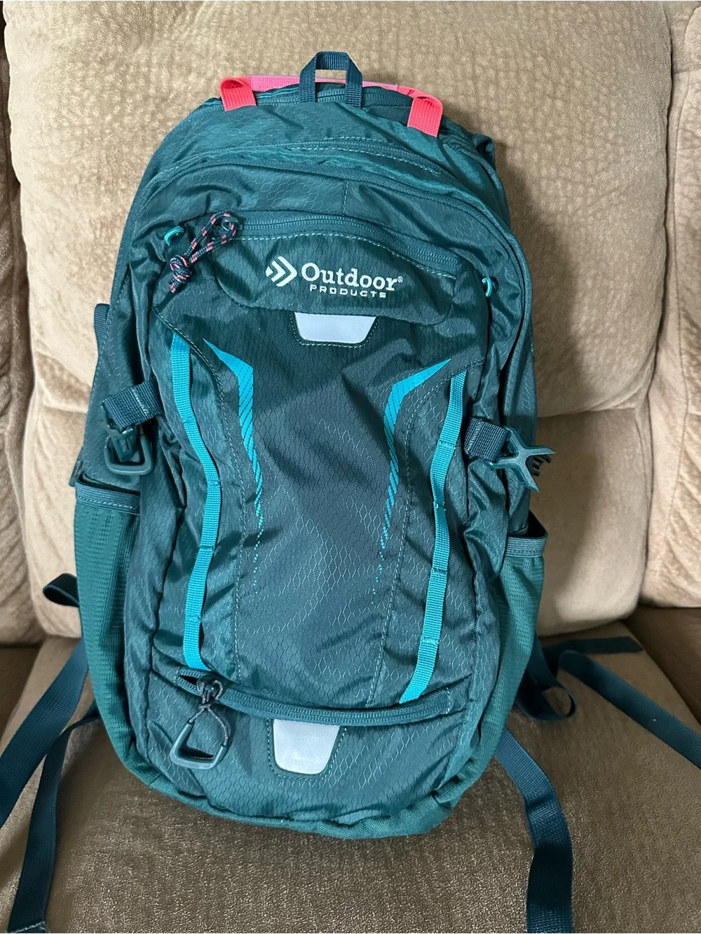 Teal Backpack with Pink Accents